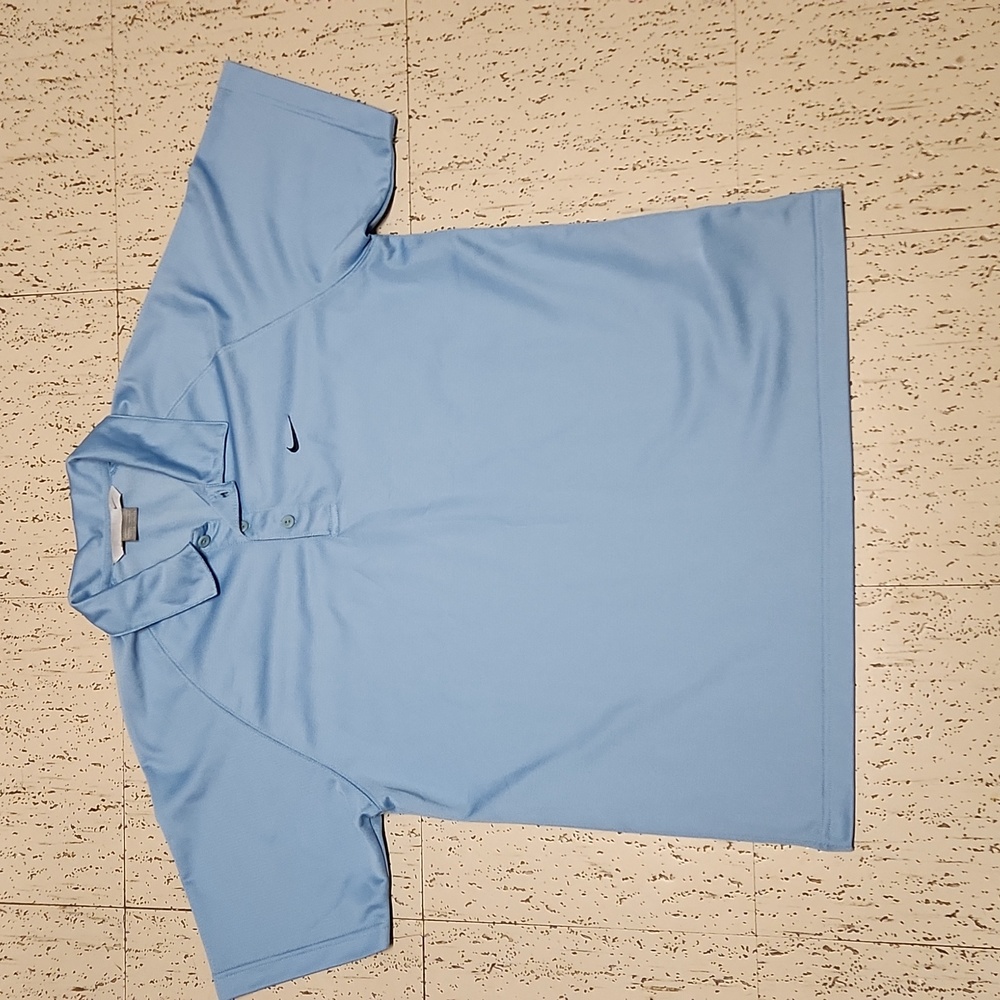 Nike Swoosh Baby Blue 1/4 Button Down Polo Shirt Vintage Y2K